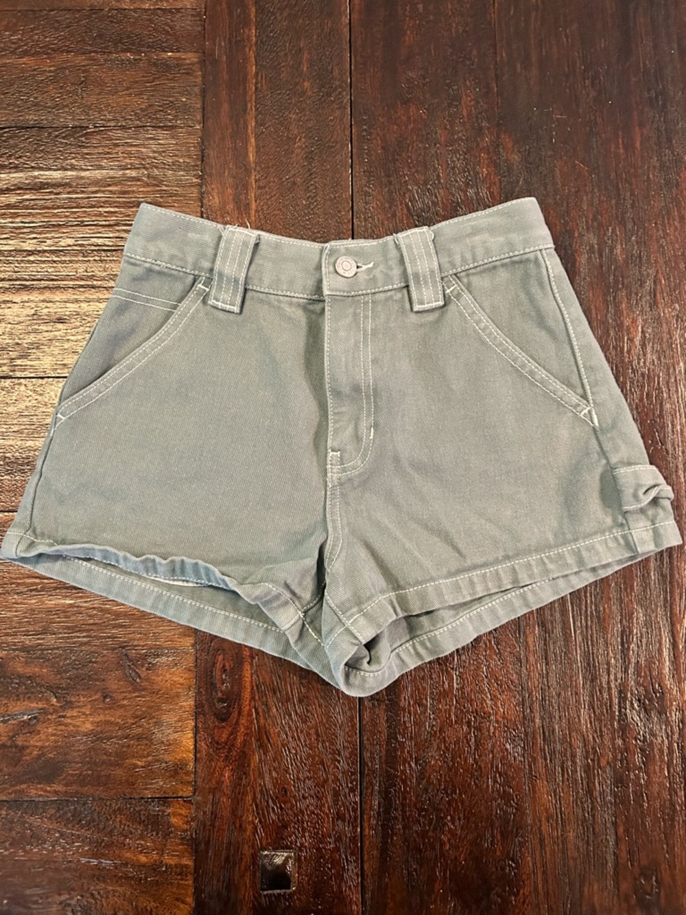PacSun High-Waist Casual Cotton Shorts in Sage Washed Green